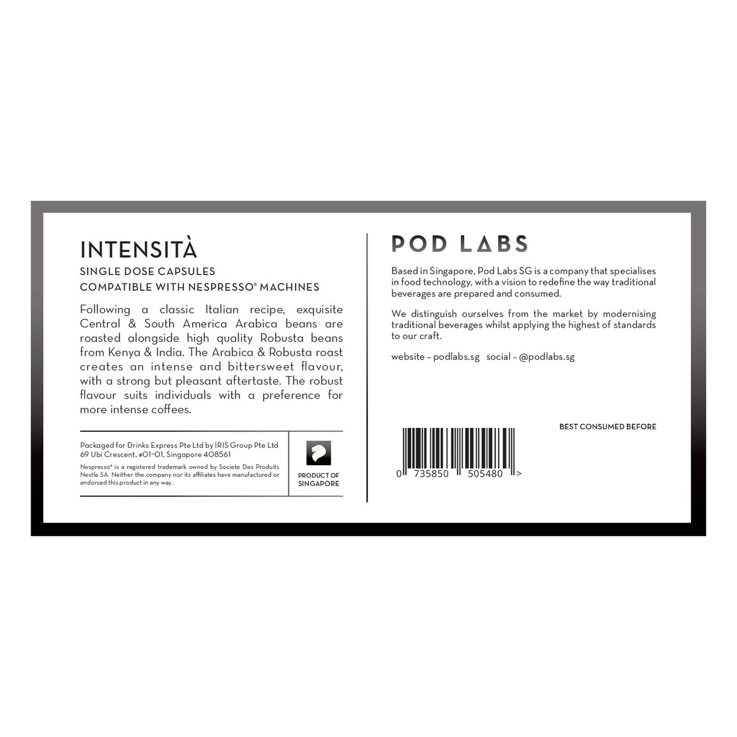 [Bundle Of 10] Pod Labs Nespresso Compatible Intensità  (10 Capsules)